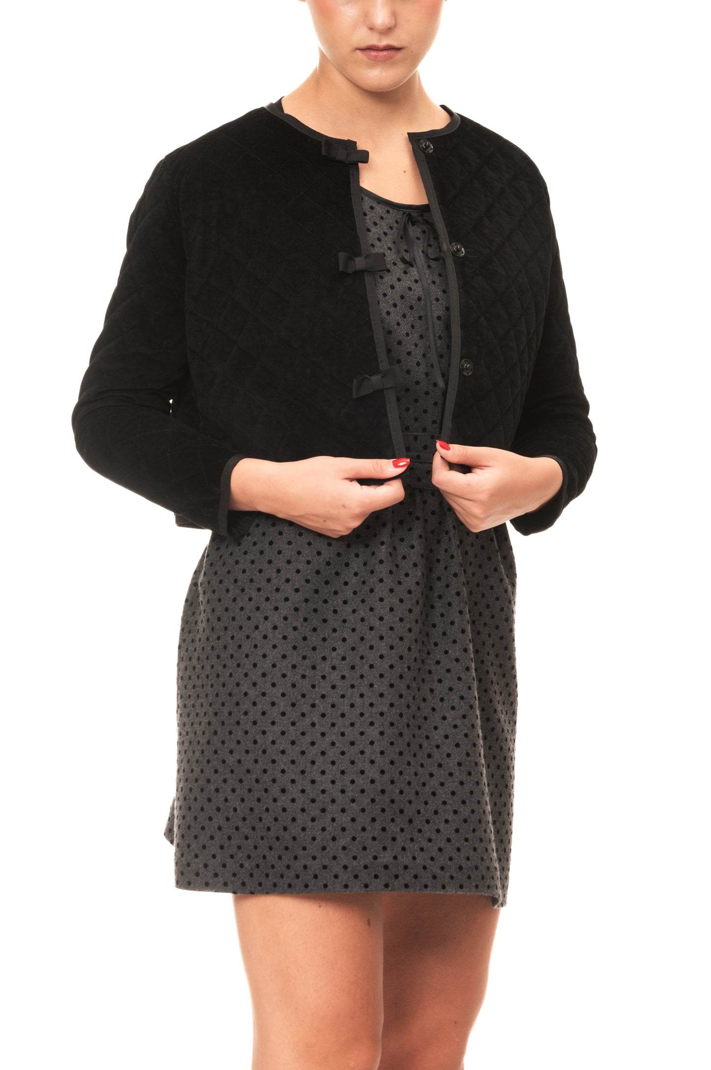 Giacca corta nera, trapuntata -Chanel