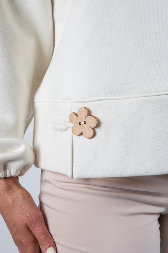 Felpa donna elegante color panna, Asia