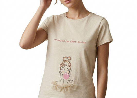 T-shirt Artigianale in Cotone Organico - "Ti stupirò con difetti speciali"