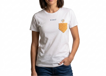 T-shirt bianca uomo con taschino e ricamo
