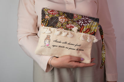 Pochette mare in tessuto, capiente per trucchi, palestra, viaggio