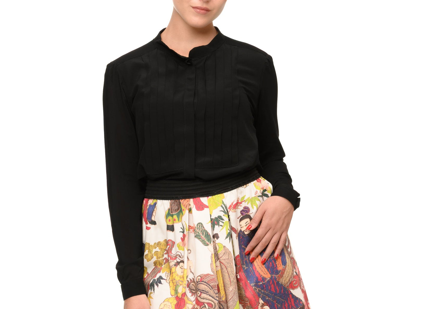 camicia nera da donna in seta