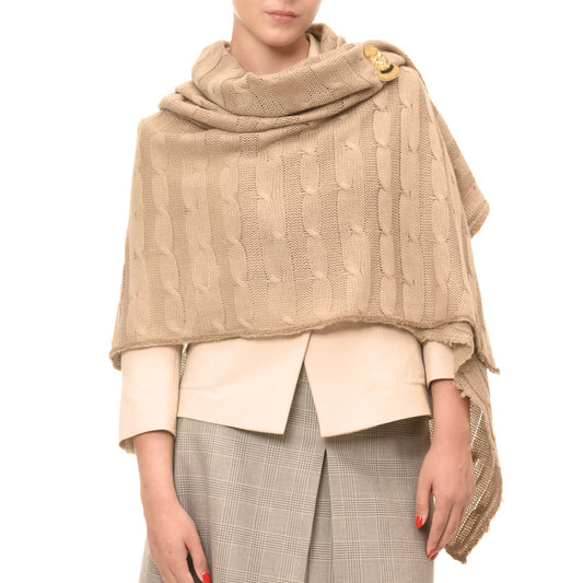 Sciarpa / coprispalle in lana lavorato a maglia con treccia