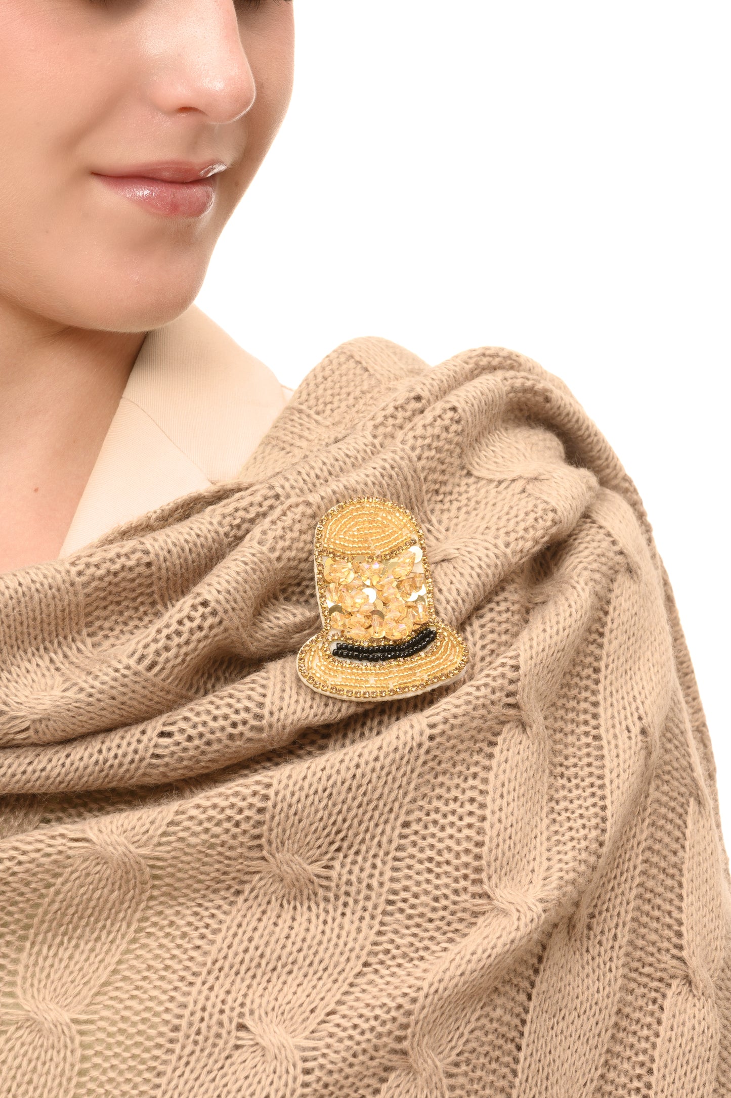 Sciarpa / coprispalle in lana lavorato a maglia con treccia