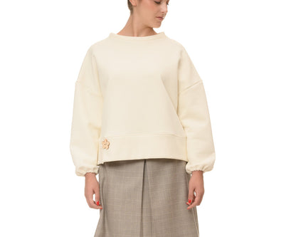 Felpa donna elegante color panna, Asia