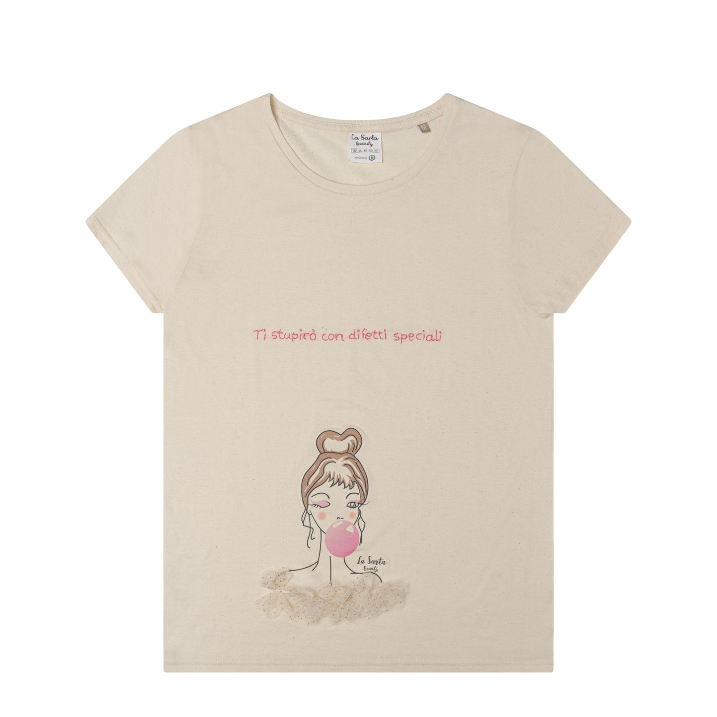 T-shirt Artigianale in Cotone Organico - "Ti stupirò con difetti speciali"
