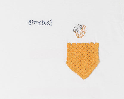 T-shirt bianca uomo con taschino e ricamo