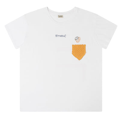 T-shirt bianca uomo con taschino e ricamo