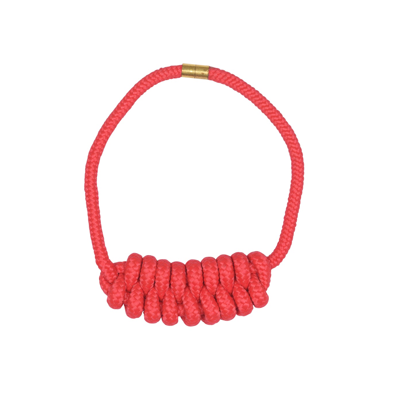 Collana artigianale intrecciata rossa – Nodo doppio