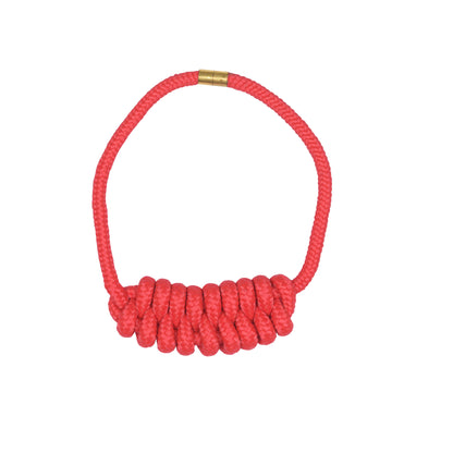 Collana artigianale intrecciata rossa – Nodo doppio