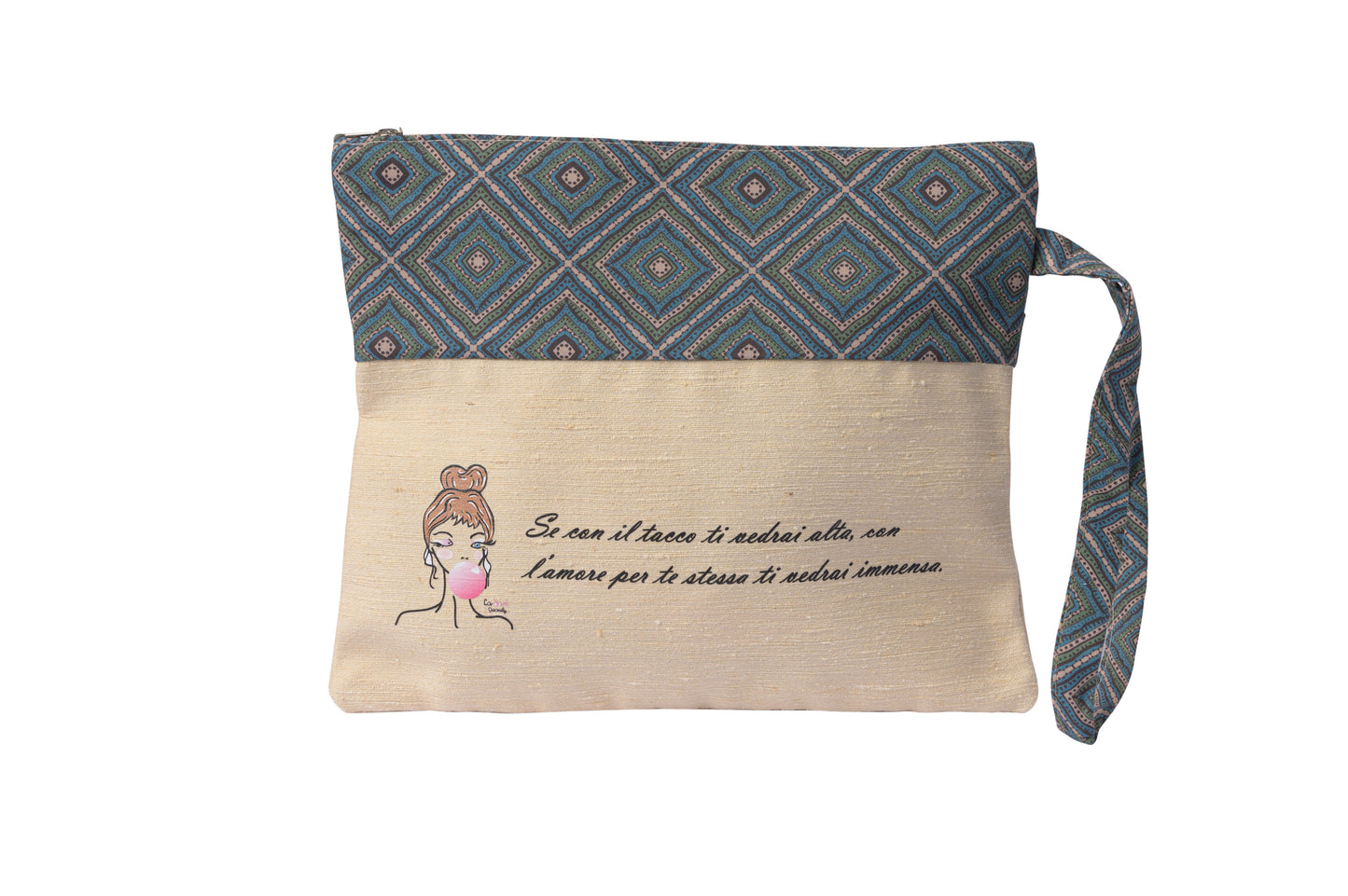 Pochette mare in tessuto, capiente per trucchi, palestra, viaggio