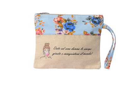 Pochette mare in tessuto, capiente per trucchi, palestra, viaggio