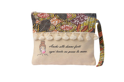 Pochette mare in tessuto, capiente per trucchi, palestra, viaggio