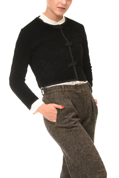 Giacca corta nera, trapuntata -Chanel