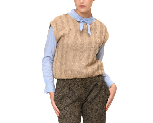 Gilet in maglia di lana da donna stile college