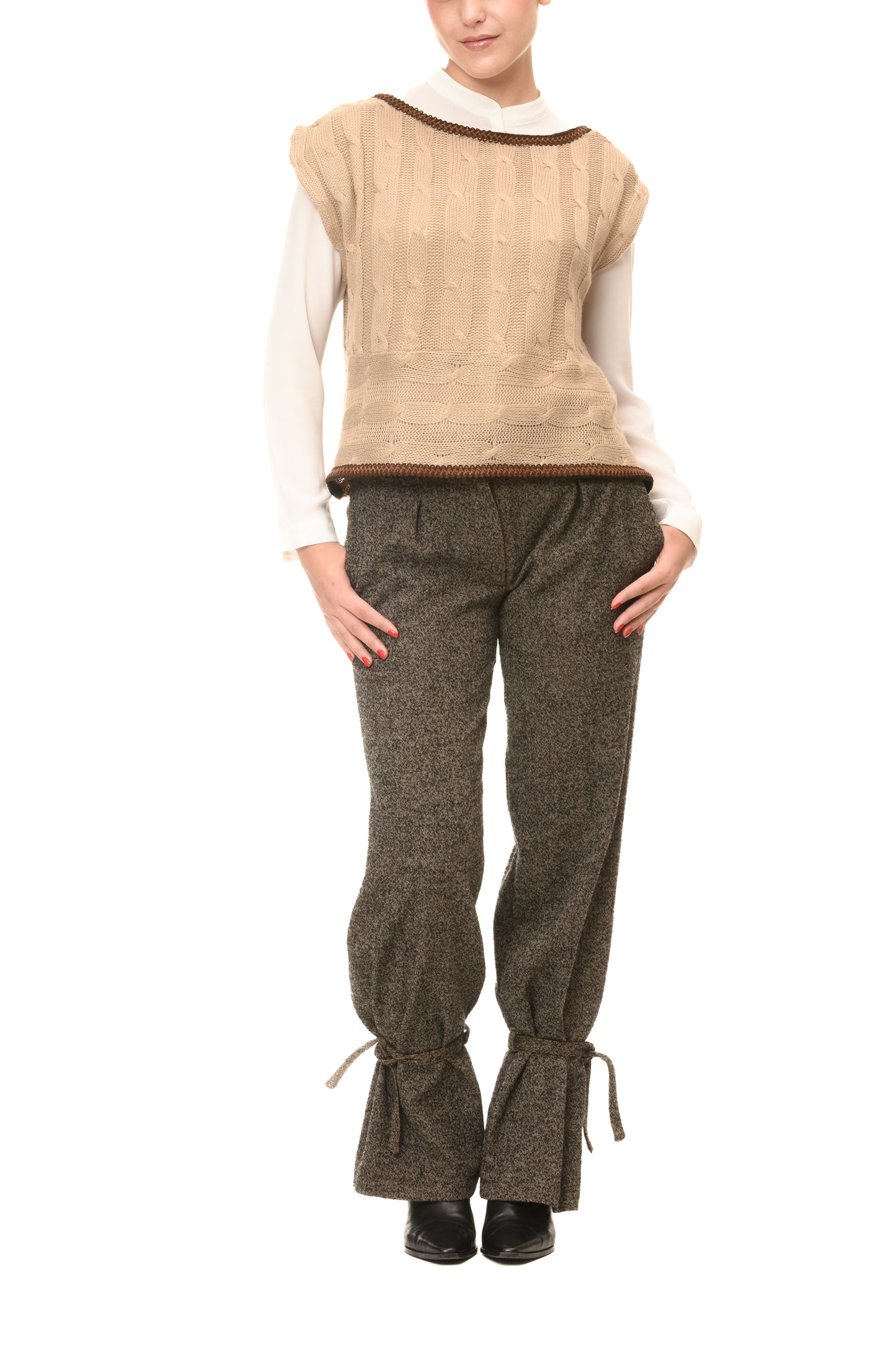 Gilet di lana intero davanti da donna