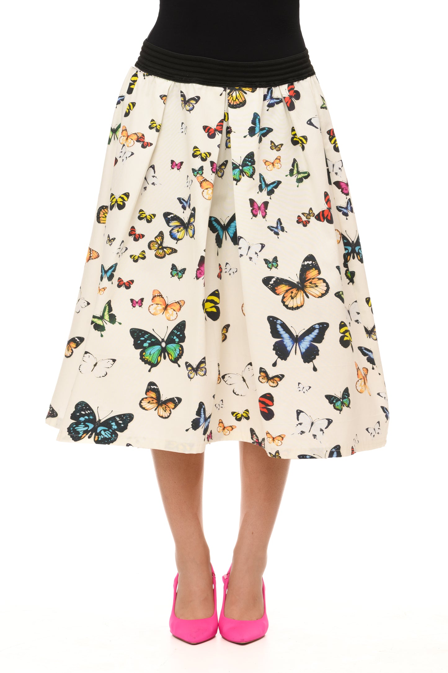 Gonna midi con elastico in vita