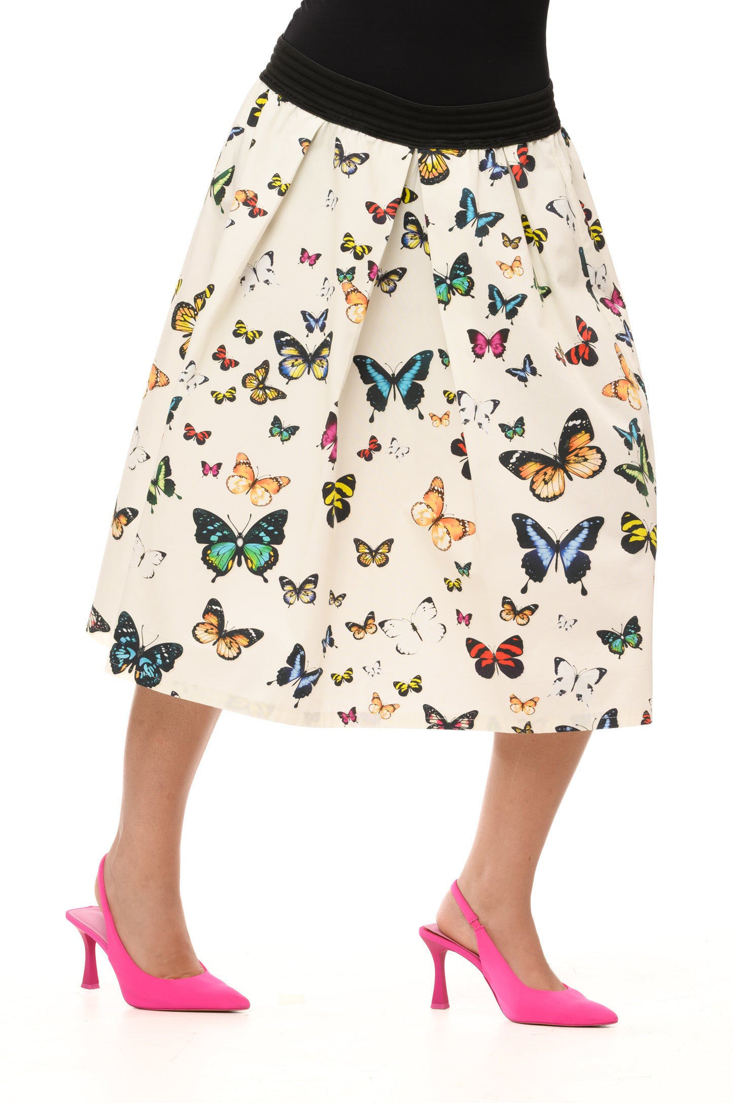 Gonna midi con elastico in vita