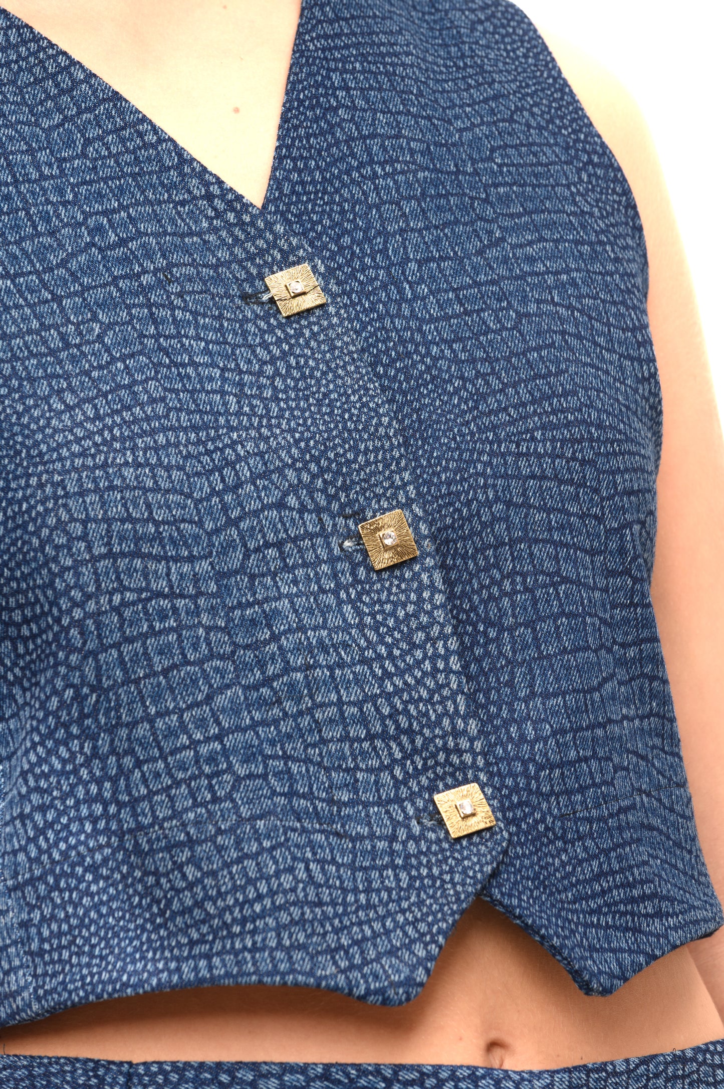 Gilet in jeans donna, 3 bottoni