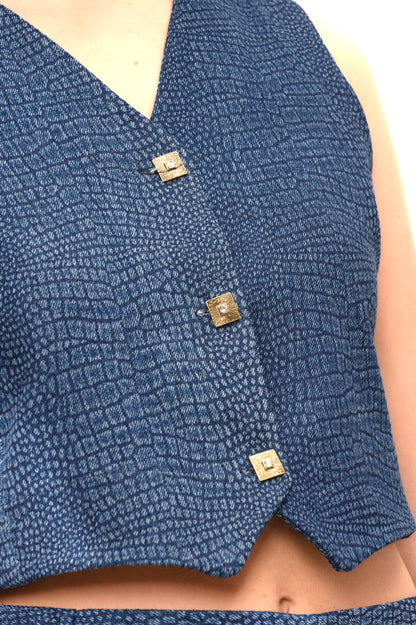 Gilet in jeans donna, 3 bottoni