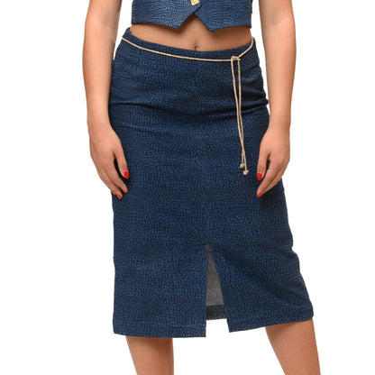 Gonna in jeans donna, fantasia effetto coccodrillo