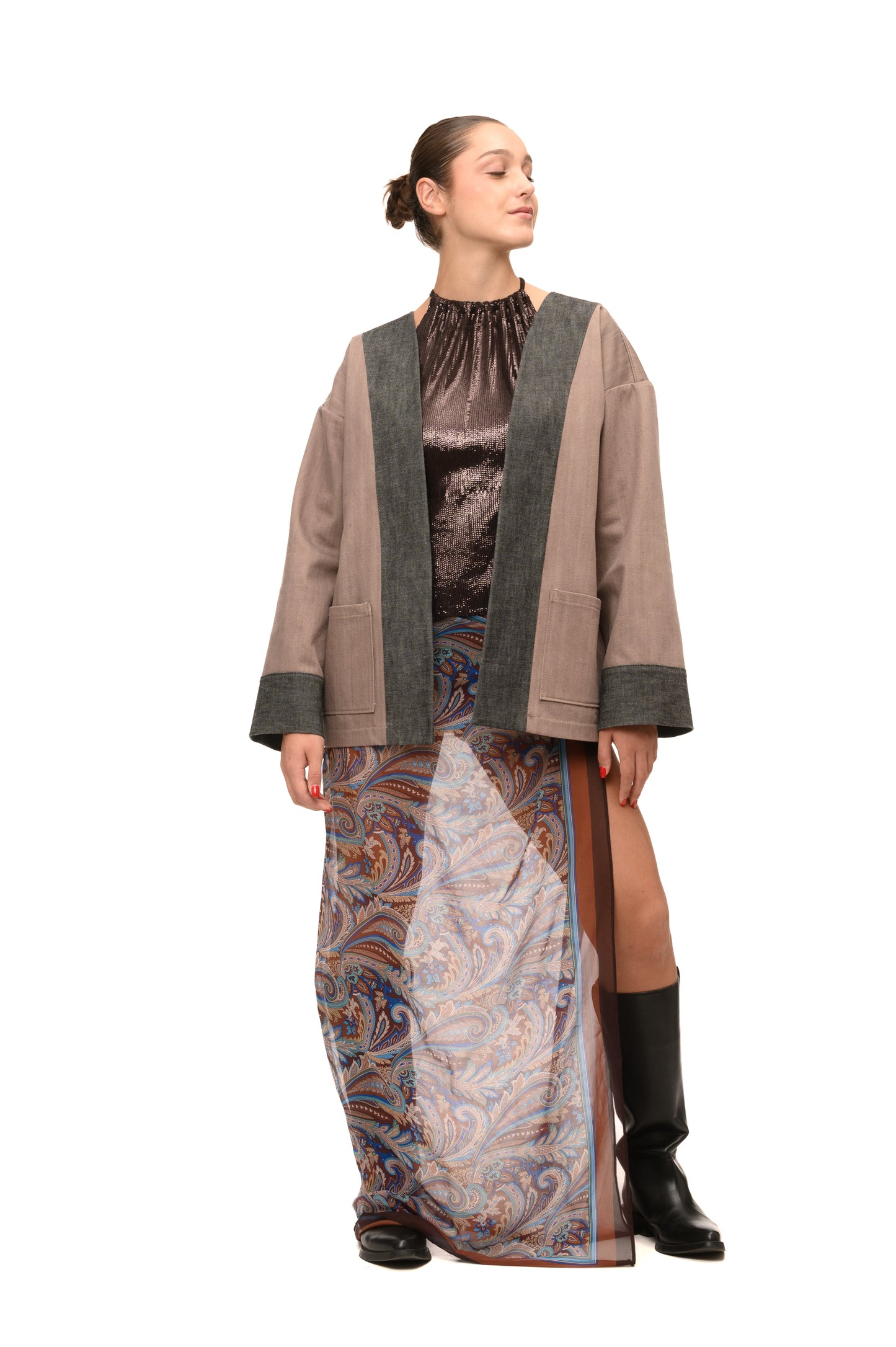 Kimono Unisex in Denim con Ricamo Tiger