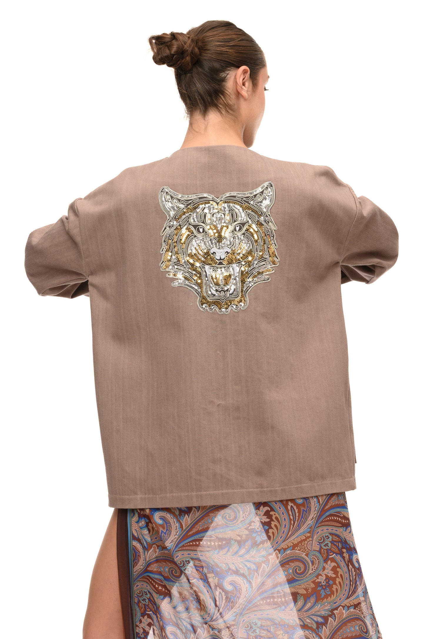 Kimono Unisex in Denim con Ricamo Tiger